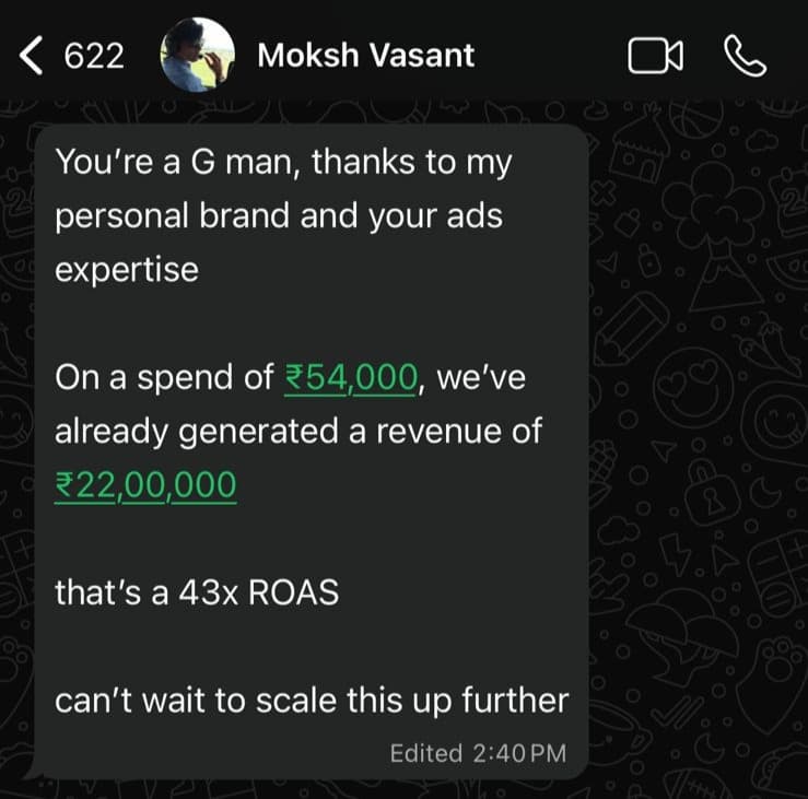 Moksh Vasant, DM conversation screenshot